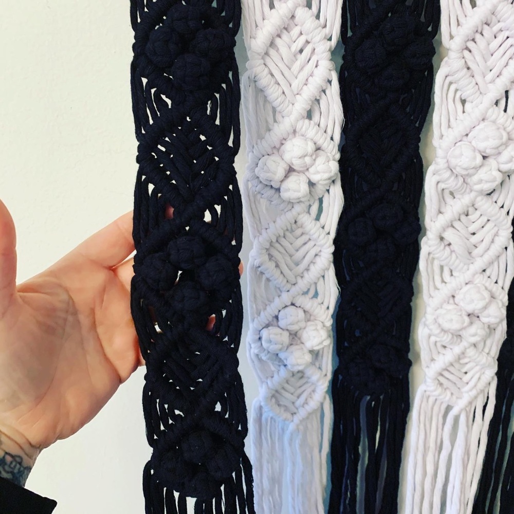 Black and White Macrame Wall Hanging - Picture 4 of 5